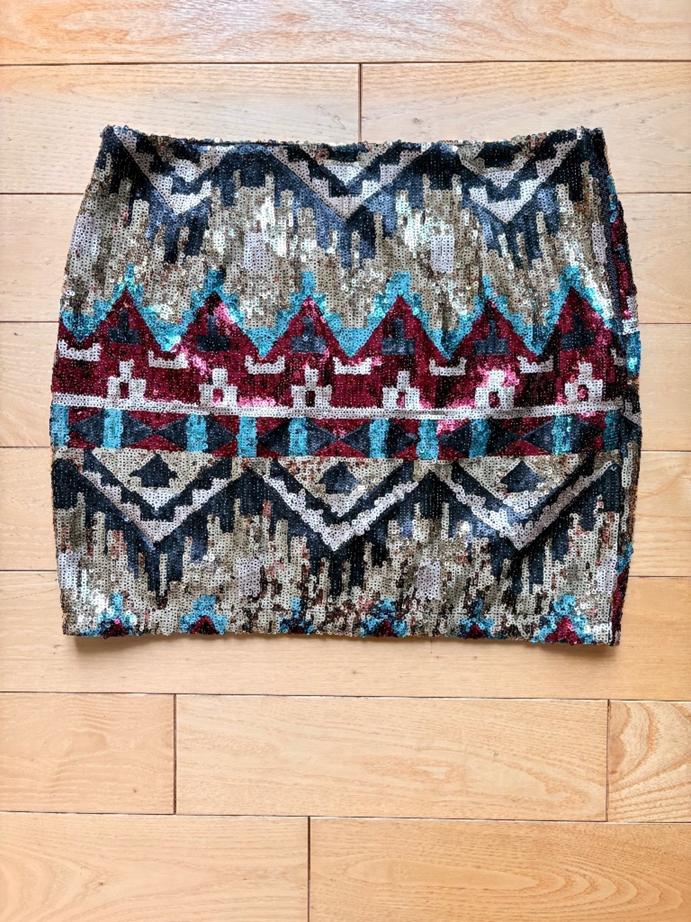 Parisian Collection Handcrafted With Love Multicolor Sequin Mini Skirt, Sz L